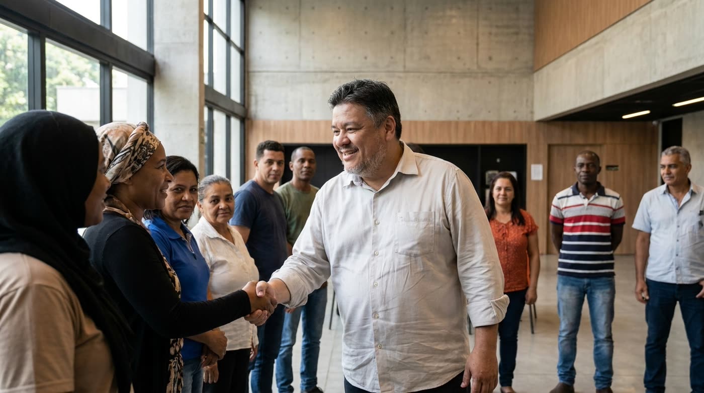 Murilo acolhendo imigrantes e refugiados no Estado de São Paulo